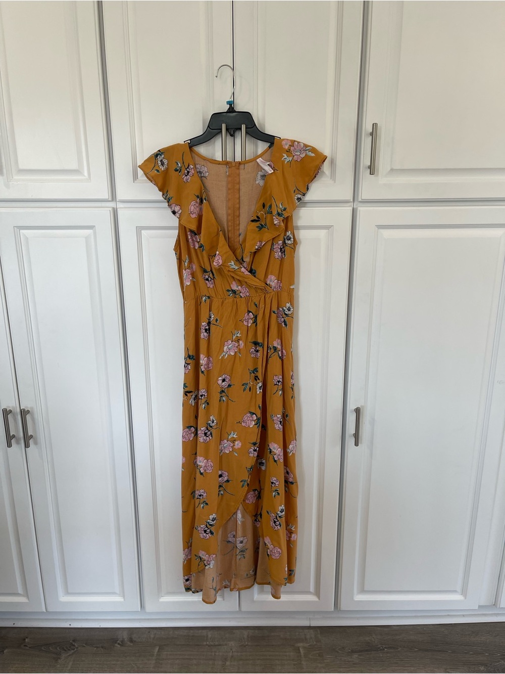 Xhilaration small yellow dress high low ruffles